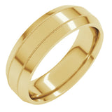 10K Yellow Gold 6 mm Milgrain Beveled-Edge Comfort-Fit Flat Band Size 10.5