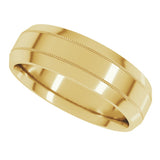 10K Yellow Gold 6 mm Milgrain Beveled-Edge Comfort-Fit Flat Band Size 10.5