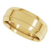 14K Yellow 7 mm Milgrain Beveled-Edge Comfort-Fit Flat Band Size 11