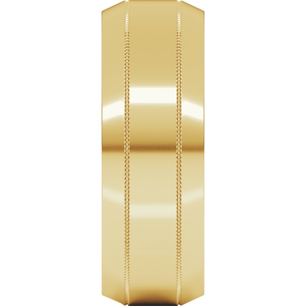 14K Yellow Gold 7 mm Milgrain Beveled-Edge Comfort-Fit Flat Band Size 11
