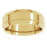 14K Yellow Gold 7 mm Milgrain Beveled-Edge Comfort-Fit Flat Band Size 11