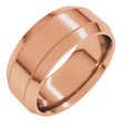14K Rose Gold 8 mm Milgrain Beveled-Edge Comfort-Fit Flat Band Size 10.5