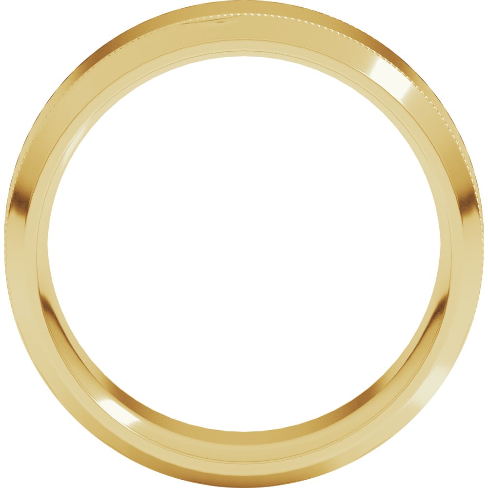 14K Yellow Gold 8 mm Milgrain Beveled-Edge Comfort-Fit Flat Band Size 9