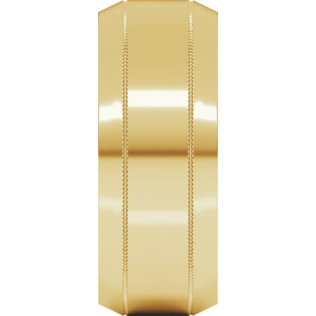 14K Yellow 8 mm Milgrain Beveled-Edge Comfort-Fit Flat Band Size 10.5