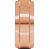 14K Rose Gold 8 mm Milgrain Beveled-Edge Comfort-Fit Flat Band Size 10.5