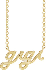 14K Yellow Lowercase Script Gigi 18" Necklace