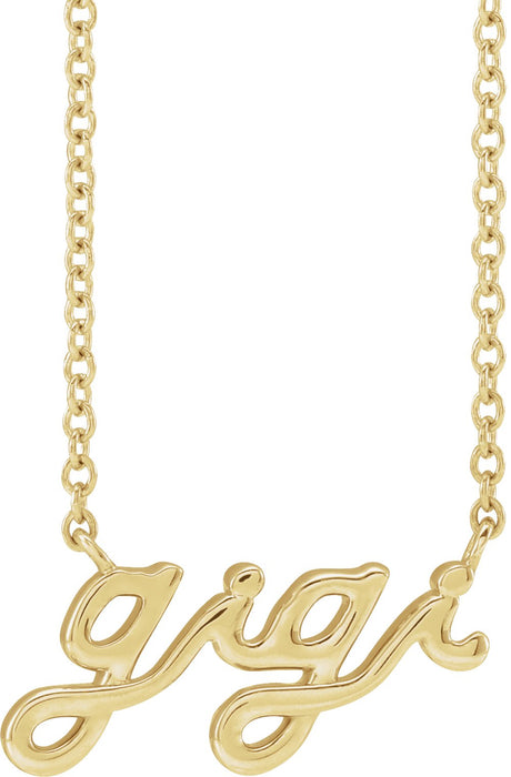 18K Yellow Gold-Plated Sterling Silver Lowercase Script Gigi 18" Necklace