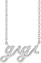 14K White Gold Lowercase Script Gigi 18" Necklace