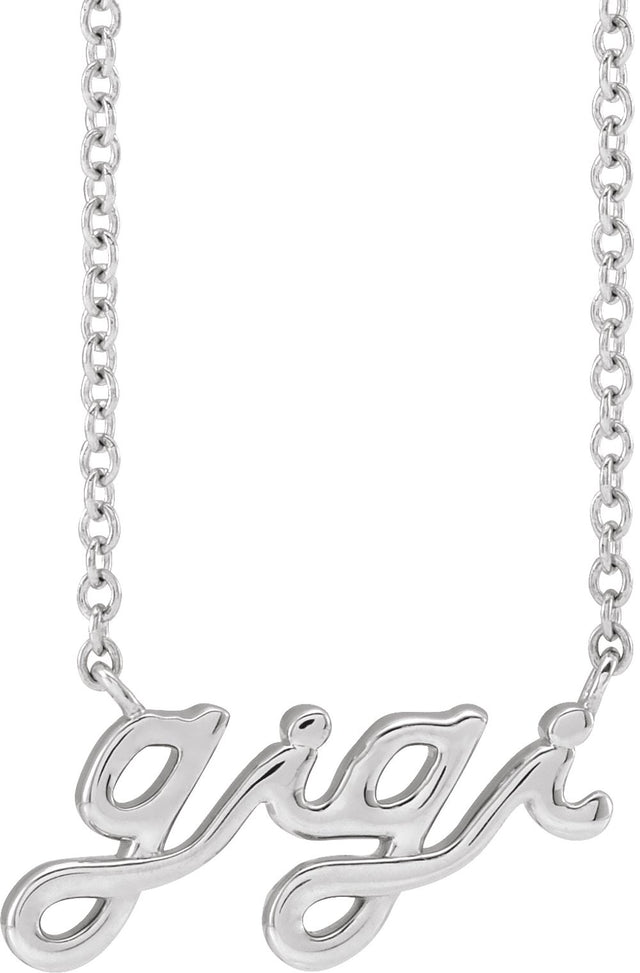 14K White Gold Lowercase Script Gigi 18" Necklace