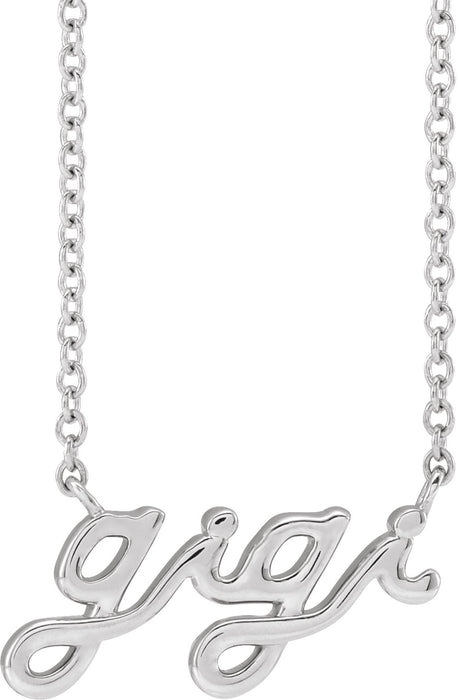 14K White Gold Lowercase Script Gigi 18" Necklace