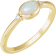 14K Yellow Gold Natural Ethiopian Opal & .03 CTW Natural Diamond Ring