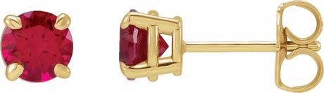 14K Yellow Lab-Grown Ruby Earrings