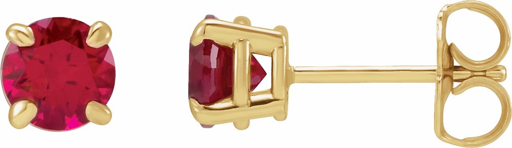 14K Yellow Gold Lab-Grown Ruby Earrings