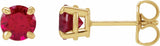 14K Yellow Gold Lab-Grown Ruby Earrings