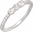 14K White 1/3 CTW Natural Rose-Cut Diamond Three-Stone Anniversary Band