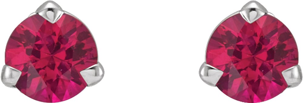 14K White 3 mm Natural Ruby Earrings