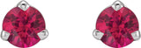 14K White 3 mm Natural Ruby Earrings