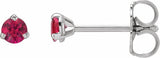 14K White Gold 3 mm Natural Ruby Earrings