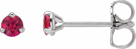 14K White Gold 3 mm Natural Ruby Earrings