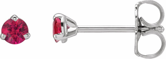 14K White Gold 3 mm Natural Ruby Earrings