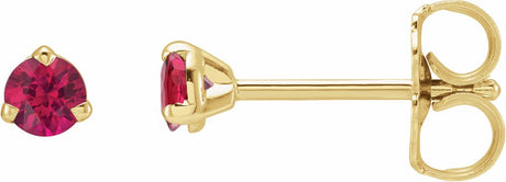 14K Yellow Gold 3 mm Natural Ruby Earrings