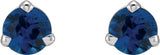 14K White 3 mm Natural Blue Sapphire Earrings