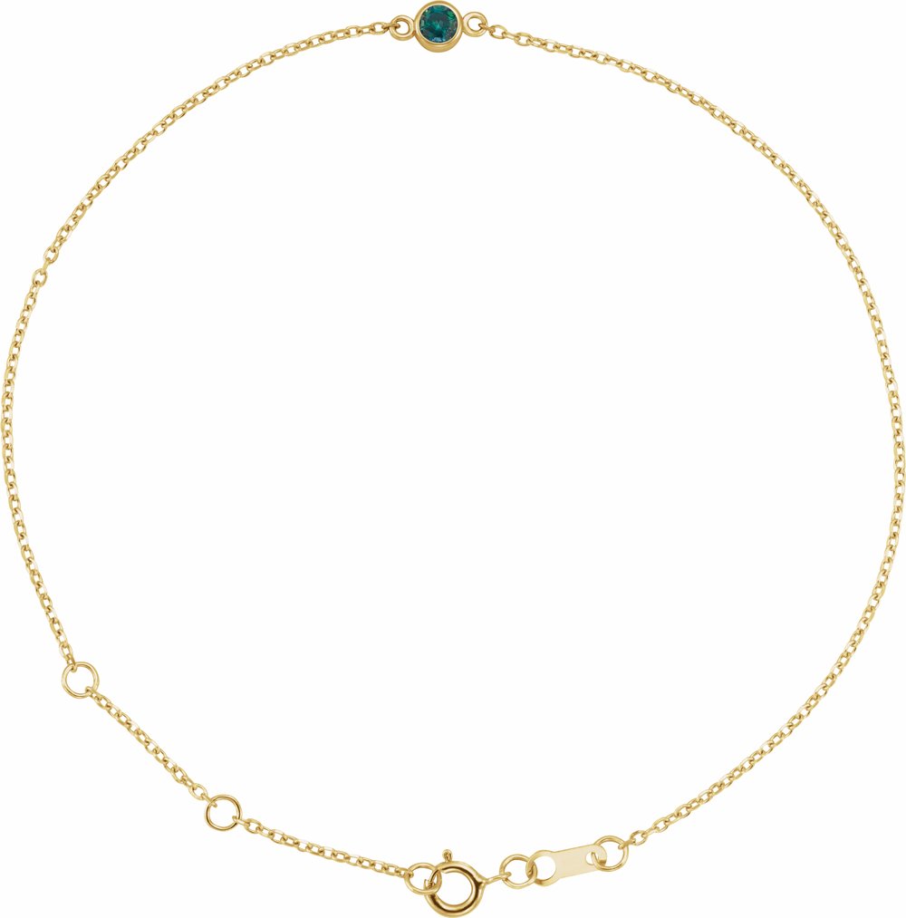 14K Yellow Gold Lab-Grown Alexandrite Bezel-Set Solitaire 6 1/2-7 1/2" Bracelet