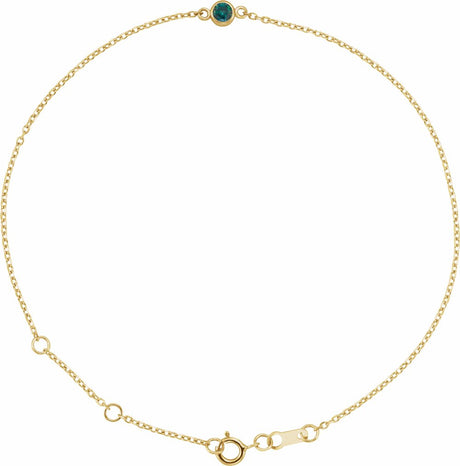 14K Yellow Gold Lab-Grown Alexandrite Bezel-Set Solitaire 6 1/2-7 1/2" Bracelet
