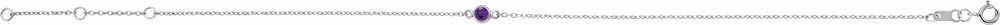 14K White Gold Natural Amethyst Bezel-Set Solitaire 6 1/2-7 1/2" Bracelet