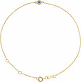 14K Yellow Gold Natural Aquamarine Bezel-Set Solitaire 6 1/2-7 1/2" Bracelet