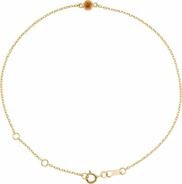 14K Yellow Gold Natural Citrine Bezel-Set Solitaire 6 1/2-7 1/2" Bracelet
