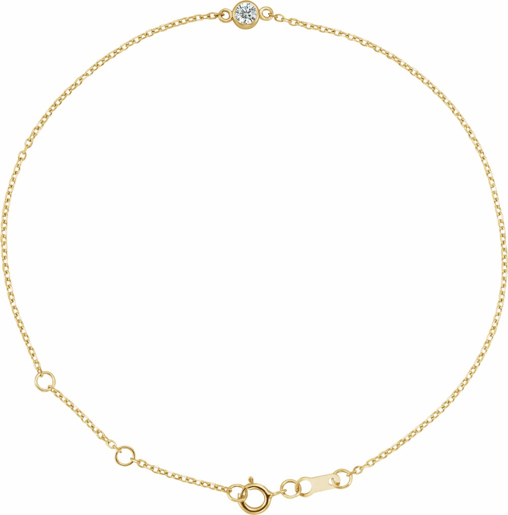 14K Yellow Gold 1/10 CT Natural Diamond 6 1/2-7 1/2" Bracelet