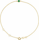 14K Yellow Gold Natural Emerald Bezel-Set Solitaire 6 1/2-7 1/2" Bracelet