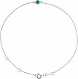 14K White Gold Lab-Grown Emerald Bezel-Set Solitaire 6 1/2-7 1/2" Bracelet