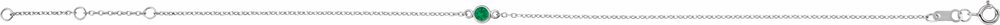 14K White Gold Lab-Grown Emerald Bezel-Set Solitaire 6 1/2-7 1/2" Bracelet