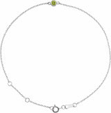 Sterling Silver Natural Peridot Bezel-Set Solitaire 6 1/2-7 1/2" Bracelet