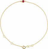14K Yellow Gold Lab-Grown Ruby Bezel-Set Solitaire 6 1/2-7 1/2" Bracelet