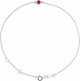 Sterling Silver Lab-Grown Ruby Bezel-Set Solitaire 6 1/2-7 1/2" Bracelet