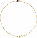 14K Yellow Gold Natural Blue Sapphire Bezel-Set Solitaire 6 1/2-7 1/2" Bracelet