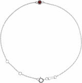 Sterling Silver Natural Mozambique Garnet Bezel-Set Solitaire 6 1/2-7 1/2" Bracelet