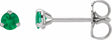 Platinum 3 mm Natural Emerald Earrings