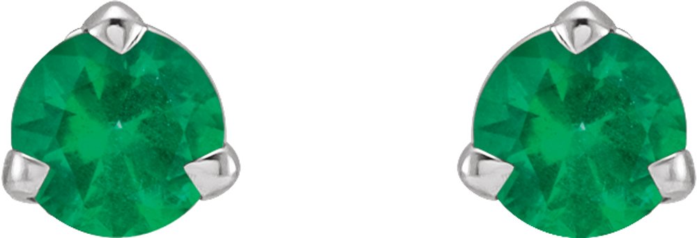 Platinum 3 mm Natural Emerald Earrings