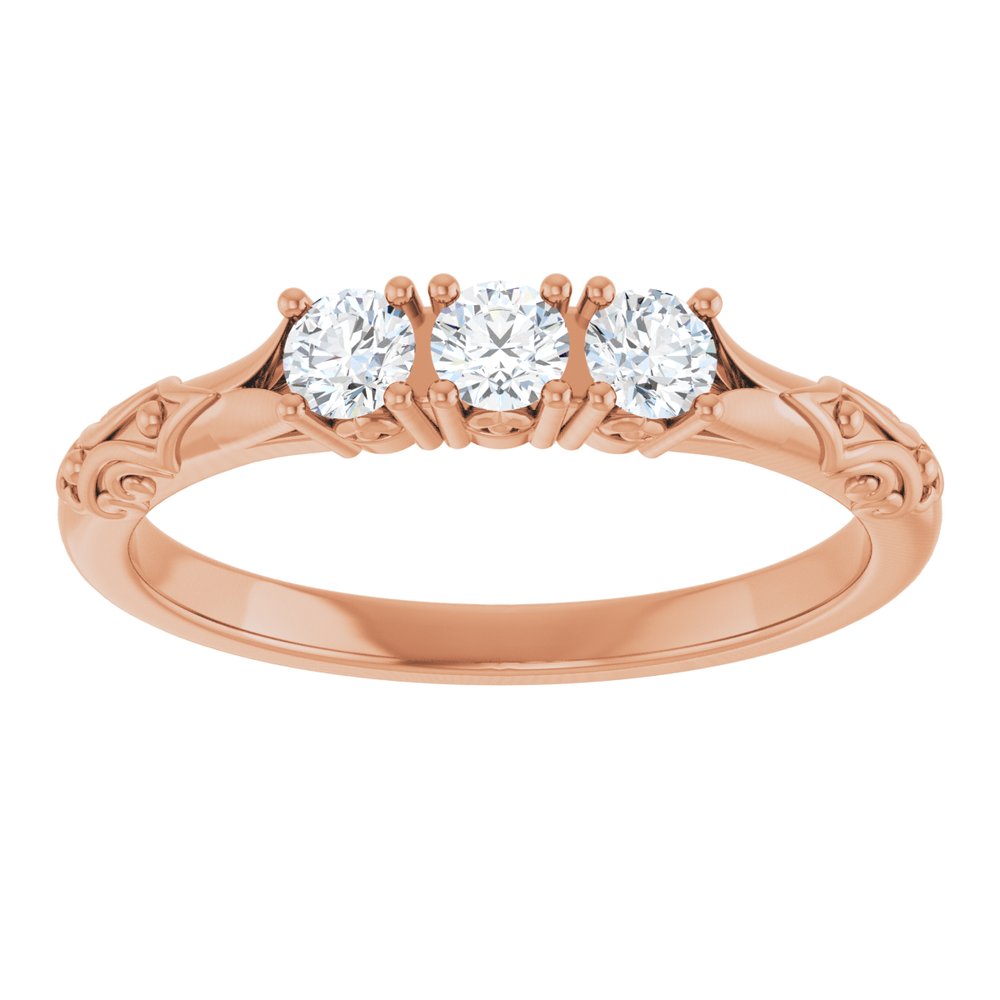 14K Rose 1/4 CTW Natural Diamond Three-Stone Anniversary Band