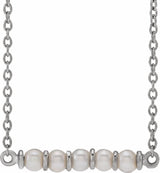 14K White Cultured White Freshwater Pearl Bar 18" Necklace
