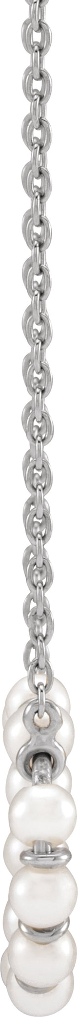 14K White Cultured White Freshwater Pearl Bar 18" Necklace