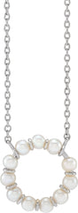 14K White Gold Cultured White Freshwater Pearl Circle 18" Necklace