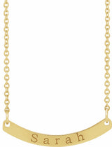 14K Yellow Engravable Curved Bar 18" Necklace