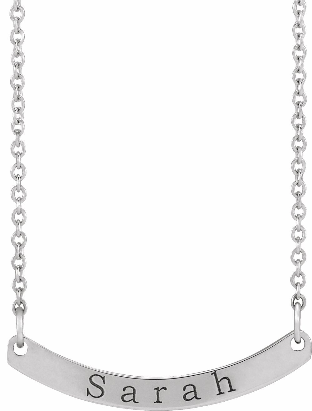 Sterling Silver Engravable Curved Bar 18" Necklace