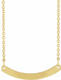 14K Yellow Engravable Curved Bar 18" Necklace