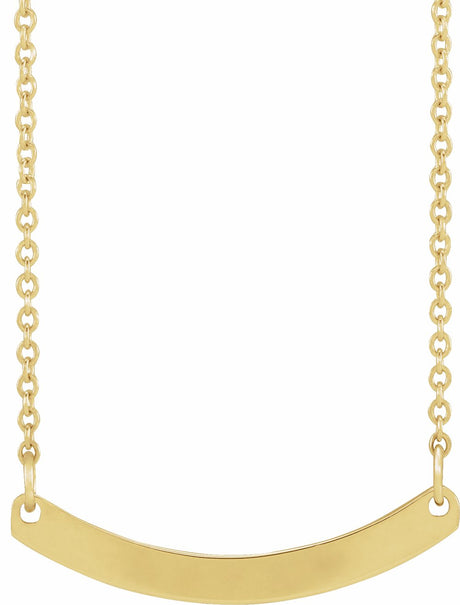 18K Yellow Gold-Plated Sterling Silver Engravable Curved Bar 18" Necklace